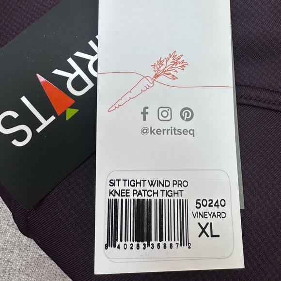 NWT KERRITS SIT TIGHT WIND PRO KNEE PATCH TIGHT VINEYARD COLOR XL or L - Picture 3 of 4